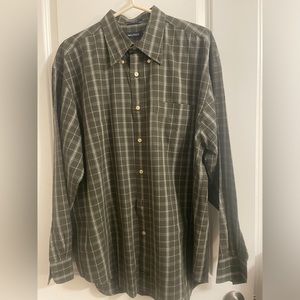 L Nautica Oxford button up in green plaid /80’s two-ply cotton / LNWOT